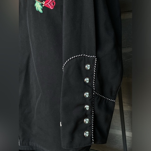 Scully Sugar Skulls Pearl Snap Western Vintage Shirt Floral Day Of The Dead S - Picture 9 of 11